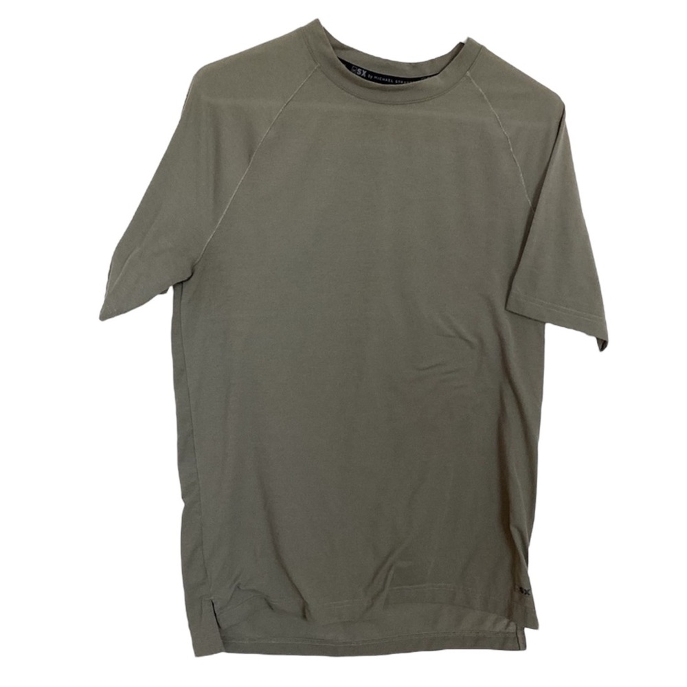 MSX Michael Strahan olive green performance shirt sleeve shirt | mens Small